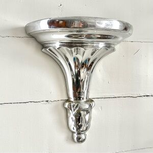 Vintage Silver Wall Shelf Sconce Metal Made in India Boho